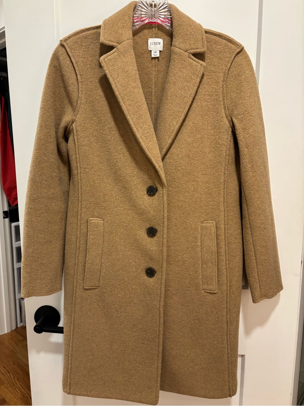 J. Crew Camel Wool-Blend Single-Breasted Pea Coat